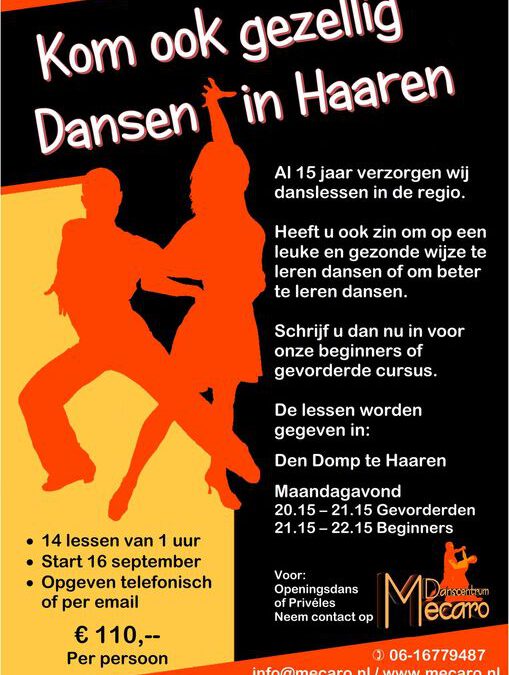 Start danslessen vanaf 16 september