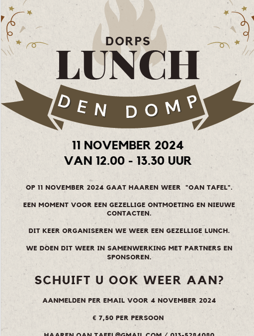 Aanmelden voor dorpslunch op 11 november